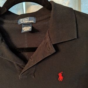Ralph Lauren Boys Black Pique Polo M 10-12